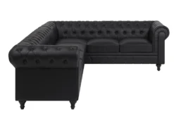 Canapé D'angle Gauche 6 Places En Cuir PU Noir CHESTERFIELD -Canapé Soldes Boutique canape 16421259