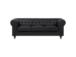 Canapé D'angle Gauche 6 Places En Cuir PU Noir CHESTERFIELD -Canapé Soldes Boutique canape 16421263