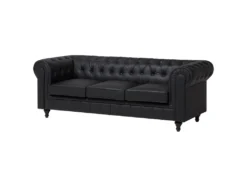 Canapé D'angle Gauche 6 Places En Cuir PU Noir CHESTERFIELD -Canapé Soldes Boutique canape 16421265