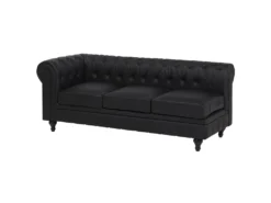 Canapé D'angle Gauche 6 Places En Cuir PU Noir CHESTERFIELD -Canapé Soldes Boutique canape 16421269