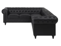 Canapé D'angle Droit 6 Places En Cuir PU Noir CHESTERFIELD -Canapé Soldes Boutique canape 16421775