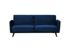 Canapé Convertible 3 Places En Velours Bleu Marine SENJA