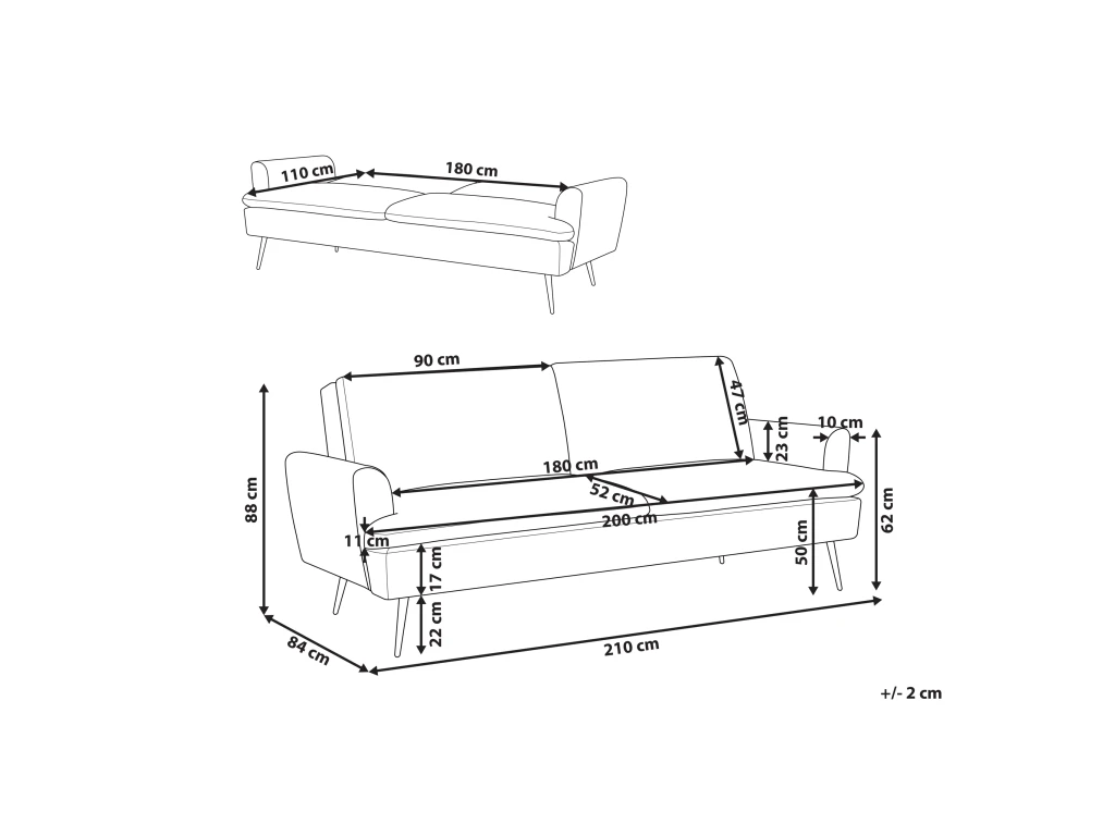 Canapé Convertible 3 Places En Velours Bleu Marine VETTRE 3 Canapé Convertible 3 Places En Velours Bleu Marine VETTRE – Image 3