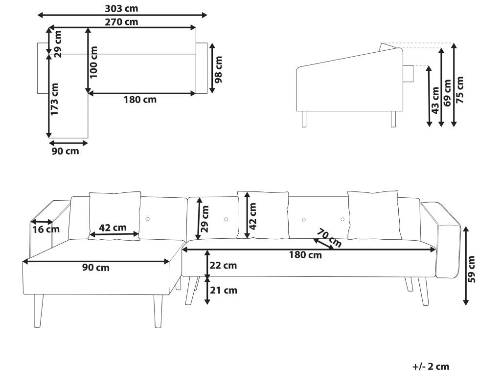 Canapé Angle à Droite - Vadso - Velours, Gris 3 Canapé Angle à Droite - Vadso - Velours, Gris – Image 3