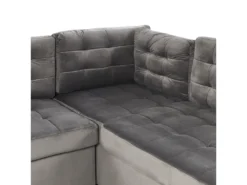 Canapé D'Angle Convertible - Varnamo - Côté Gauche, En Velours, Gris -Canapé Soldes Boutique canape 16647197