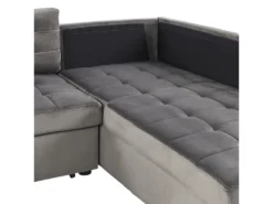 Canapé D'Angle Convertible - Varnamo - Côté Gauche, En Velours, Gris -Canapé Soldes Boutique canape 16647199