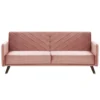 Canapé Convertible 3 Places En Velours Rose SENJA