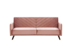 Canapé Convertible 3 Places En Velours Rose SENJA