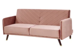 Canapé Convertible 3 Places En Velours Rose SENJA -Canapé Soldes Boutique canape 16648397