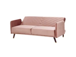 Canapé Convertible 3 Places En Velours Rose SENJA -Canapé Soldes Boutique canape 16648399