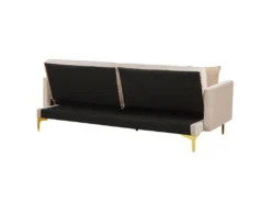Canapé Convertible 3 Places En Velours Beige LUCAN -Canapé Soldes Boutique canape 16648685
