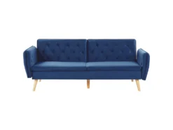 Canapé Convertible 2 Places En Velours Bleu Cobalt BARDU