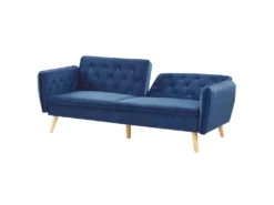 Canapé Convertible 2 Places En Velours Bleu Cobalt BARDU -Canapé Soldes Boutique canape 16649621