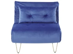Banquette Convertible 1 Place En Velours Bleu Marine VESTFOLD