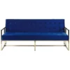 Canapé Convertible 3 Places En Velours Bleu Cobalt MARSTAL