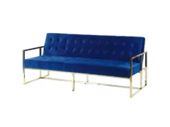Canapé Convertible 3 Places En Velours Bleu Cobalt MARSTAL -Canapé Soldes Boutique canape 16650365