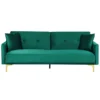 Canapé Convertible 3 Places En Velours Vert LUCAN