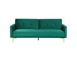Canapé Convertible 3 Places En Velours Vert LUCAN -Canapé Soldes Boutique canape 16651033