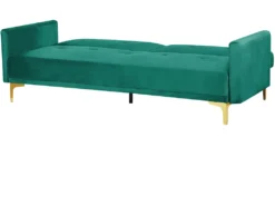 Canapé Convertible 3 Places En Velours Vert LUCAN -Canapé Soldes Boutique canape 16651039