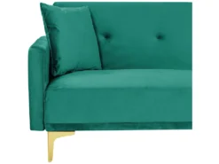 Canapé Convertible 3 Places En Velours Vert LUCAN -Canapé Soldes Boutique canape 16651043