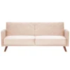 Canapé Convertible 3 Places En Velours Beige SENJA