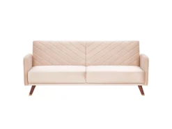 Canapé Convertible 3 Places En Velours Beige SENJA