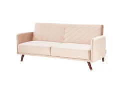 Canapé Convertible 3 Places En Velours Beige SENJA -Canapé Soldes Boutique canape 16651723