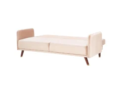 Canapé Convertible 3 Places En Velours Beige SENJA -Canapé Soldes Boutique canape 16651729