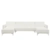 Canapé Panoramique Convertible En Cuir PU Blanc 5 Places ABERDEEN