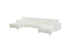 Canapé Panoramique Convertible En Cuir PU Blanc 5 Places ABERDEEN 11 Canapé Panoramique Convertible En Cuir PU Blanc 5 Places ABERDEEN -Canapé Soldes Boutique canape 16651821