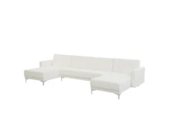 Canapé Panoramique Convertible En Cuir PU Blanc 5 Places ABERDEEN 12 Canapé Panoramique Convertible En Cuir PU Blanc 5 Places ABERDEEN -Canapé Soldes Boutique canape 16651823
