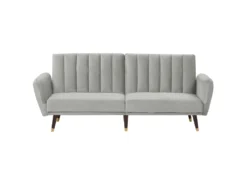 Canapé Convertible 3 Places En Velours Gris Clair VIMMERBY