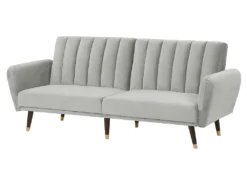 Canapé Convertible 3 Places En Velours Gris Clair VIMMERBY -Canapé Soldes Boutique canape 16651901