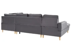 Canapé D'angle Convertible En Velours Gris Avec Rangement LERUM -Canapé Soldes Boutique canape 16652233