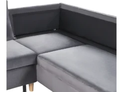 Canapé D'angle Convertible En Velours Gris Avec Rangement LERUM -Canapé Soldes Boutique canape 16652235