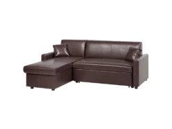Canapé Angle à Droite Convertible En Simili-cuir Marron Foncé 3 Places OGNA -Canapé Soldes Boutique canape 16653075