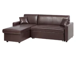 Canapé Angle à Droite Convertible En Simili-cuir Marron Foncé 3 Places OGNA -Canapé Soldes Boutique canape 16653077