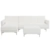 Canapé Angle Droit Convertible Cuir PU Blanc Avec Pouf 4 Places ABERDEEN