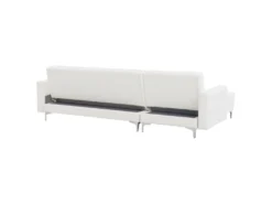 Canapé Angle Droit Convertible Cuir PU Blanc Avec Pouf 4 Places ABERDEEN -Canapé Soldes Boutique canape 16653269
