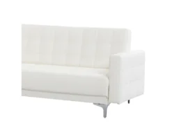 Canapé Angle Droit Convertible Cuir PU Blanc Avec Pouf 4 Places ABERDEEN -Canapé Soldes Boutique canape 16653273