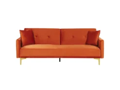 Canapé Convertible 3 Places En Velours Orange LUCAN