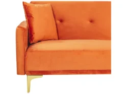 Canapé Convertible 3 Places En Velours Orange LUCAN -Canapé Soldes Boutique canape 16653657