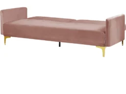 Canapé Convertible 3 Places En Velours Rose LUCAN -Canapé Soldes Boutique canape 16654193