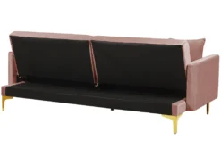 Canapé Convertible 3 Places En Velours Rose LUCAN -Canapé Soldes Boutique canape 16654195