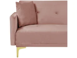 Canapé Convertible 3 Places En Velours Rose LUCAN -Canapé Soldes Boutique canape 16654197