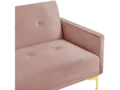 Canapé Convertible 3 Places En Velours Rose LUCAN -Canapé Soldes Boutique canape 16654199