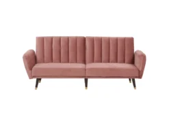Canapé Convertible 3 Places En Velours Rose VIMMERBY