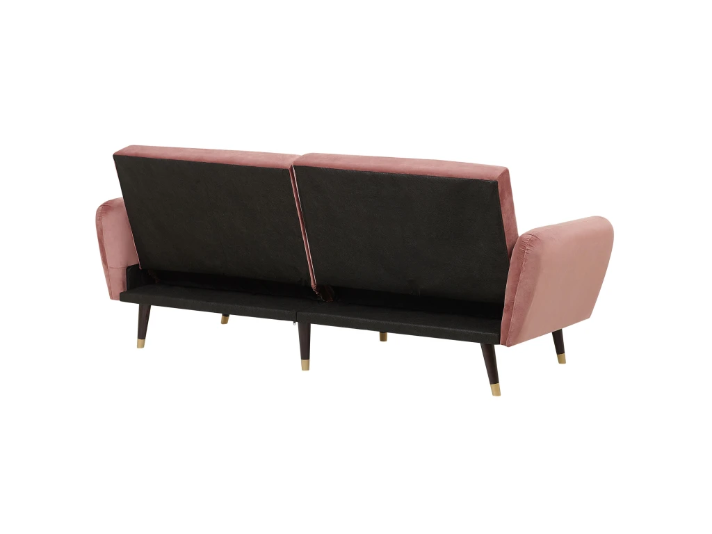 Canapé Convertible 3 Places En Velours Rose VIMMERBY 6 Canapé Convertible 3 Places En Velours Rose VIMMERBY – Image 6