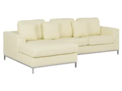 Canapé Angle à Droite En Cuir Véritable Beige Dossier Matelassé Housses Amovibles Oslo -Canapé Soldes Boutique canape 16665589