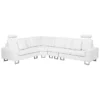 Canapé D'Angle à Droite En Cuir Blanc Avec Appui-Tête Réglable Taies Lavables Stockholm